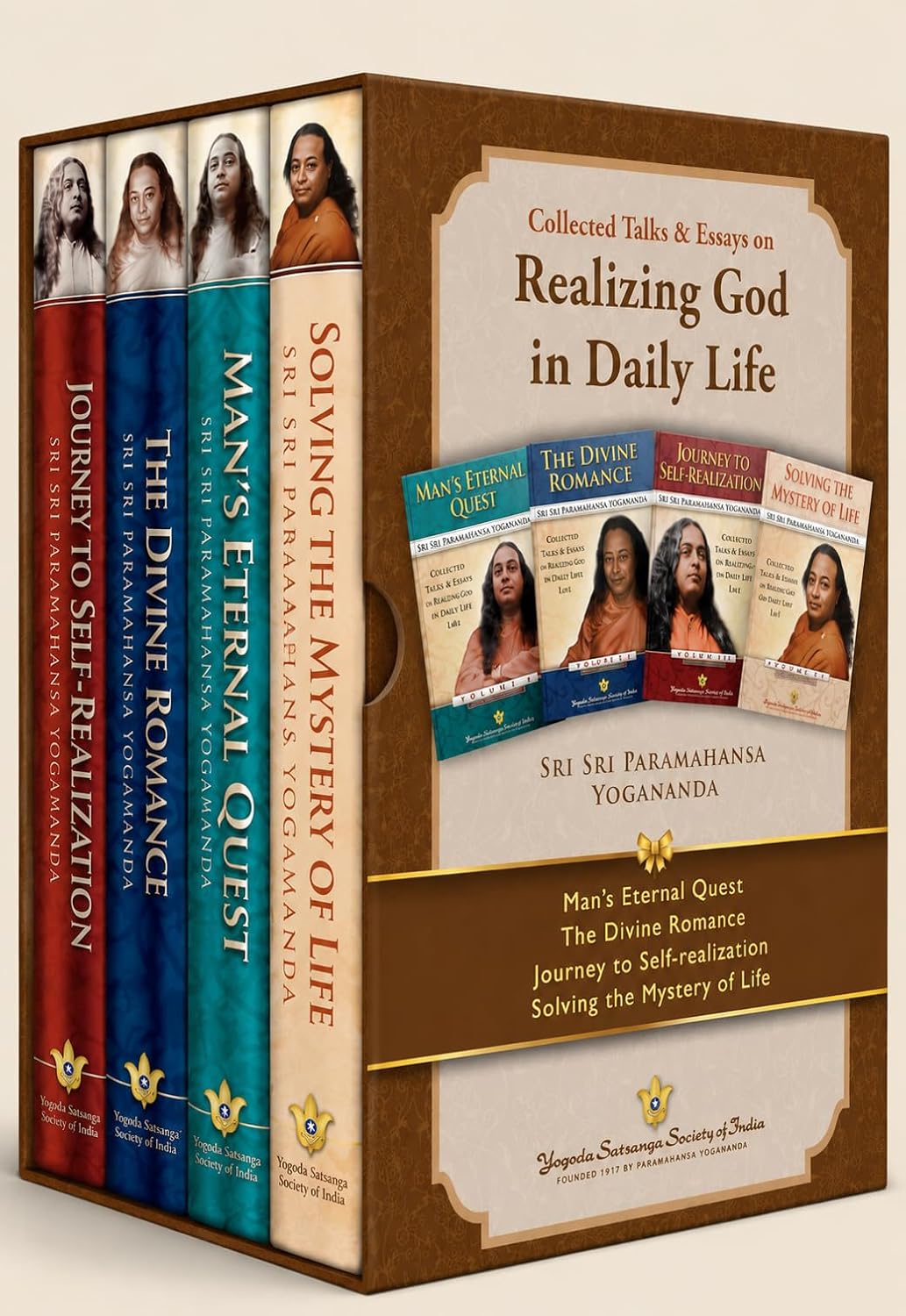 Man's Eternal Quest + The Divine Romance + Journey to Self-Realization + Solving the Mystery of Life (Vol 1,2,3,4)set of 4 Hardcover in English by Paramahansa Yogananda Author of Autobiography of Yogi
